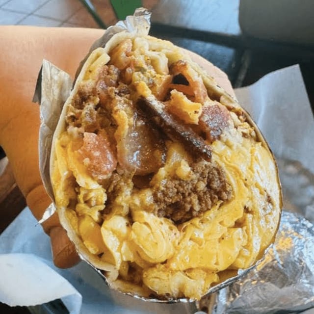 Steak Bacon & Eggs Burrito.